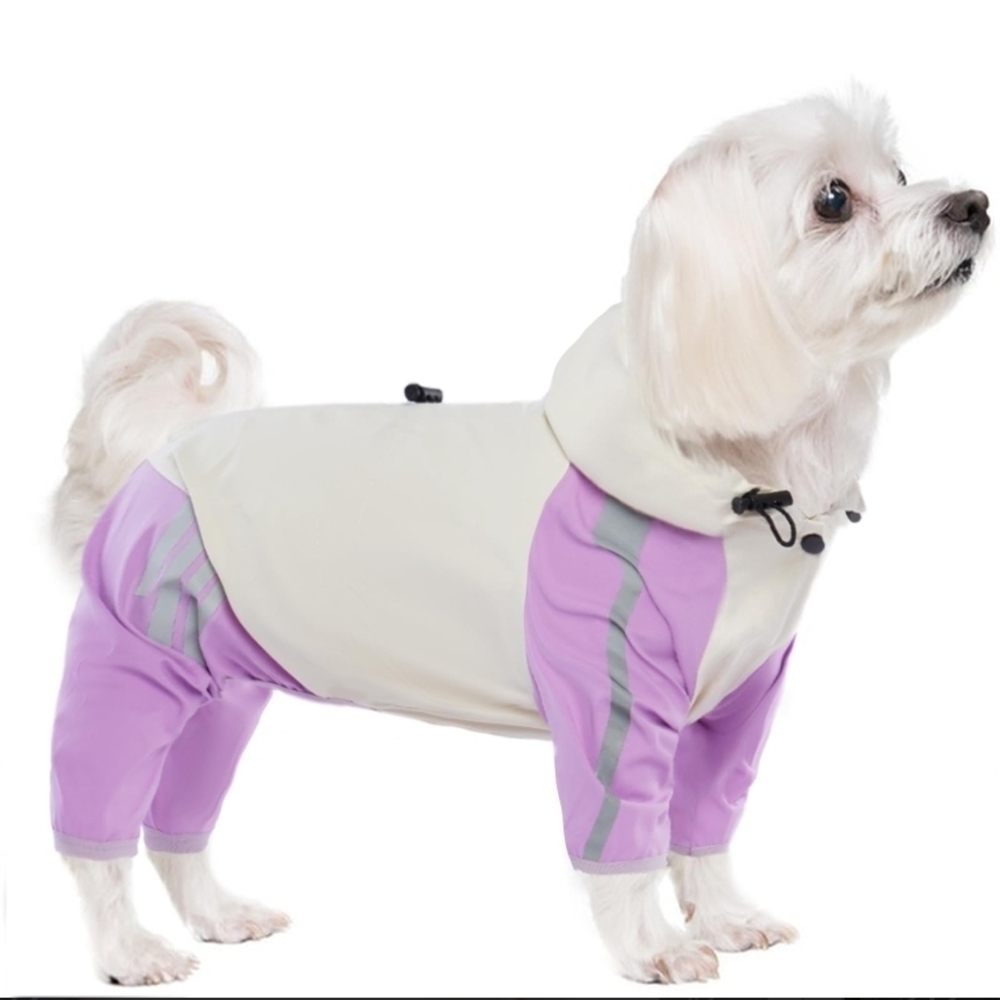 Unbranded Purple and Cream Waterproof Dog Rain Suit